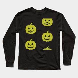 Rotund Jack-O-Lantern Tile (Bright Green) Long Sleeve T-Shirt